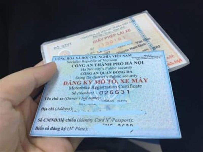 Blue card checking old motorbike